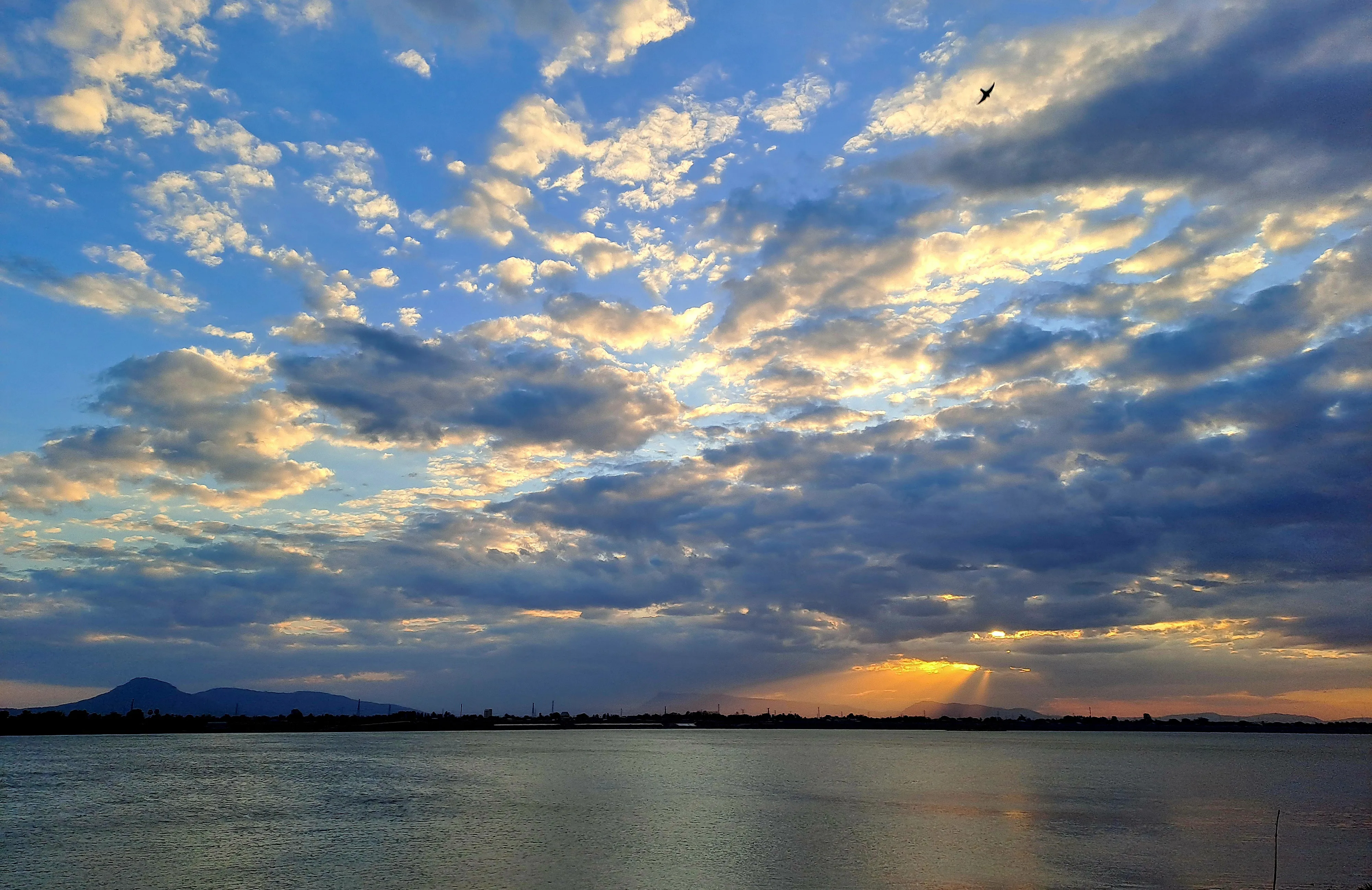Mekong sunset view from the guesthouse balcony in Pakse